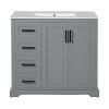 Merax 36" Modern Bathroom Vanity with Ceramic Sink and 3 Drawers - 2 of 4