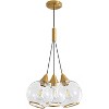 POWLIG 3-Light Gold Chandelier - Modern Metal Pendant Light with Clear Glass Shades - 3 of 4