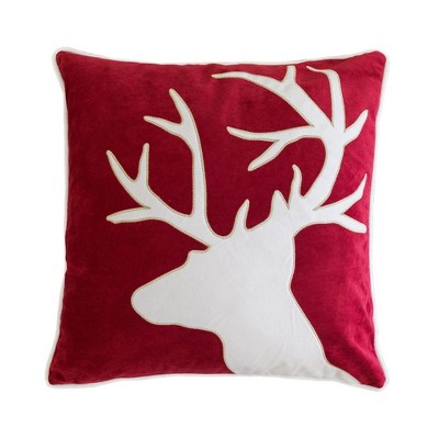 TopComfy Support Pillow Holiday Reindeer Velvet Accent Pillow with Insert for Festive Decor, Red, 17"*17"*10"