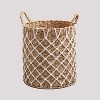 Cesicia Round Water Hyacinth Woven Basket with Handles - 15" x 15" x 15.7" - Natural Brown - For , Towels, Toys - 2 of 4