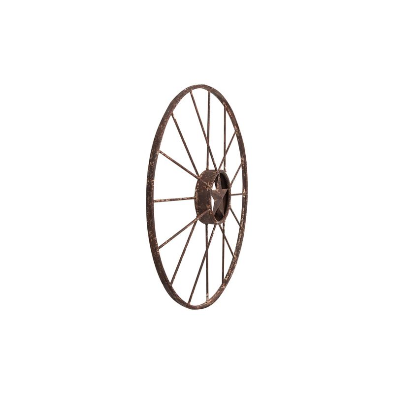 Metal Wagon Wheel Wall D&#233;cor (32.5&#34;x32.5&#34;)- Storied Home, 5 of 9