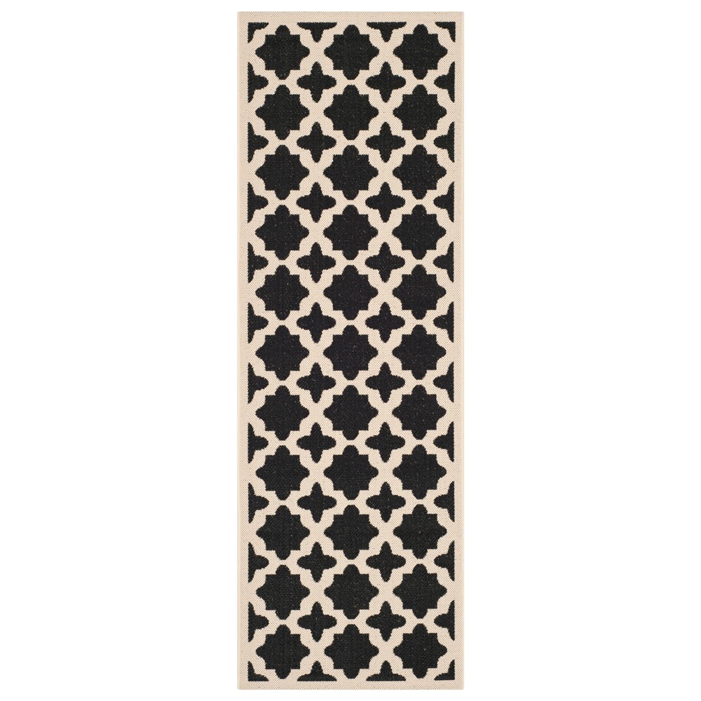 2'3in x 6'7in Runner Natalie Patio Rug Black/Beige - Safavieh