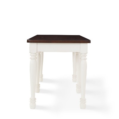 Shelby 57.75" White and Dark Brown Wood Dining Bench