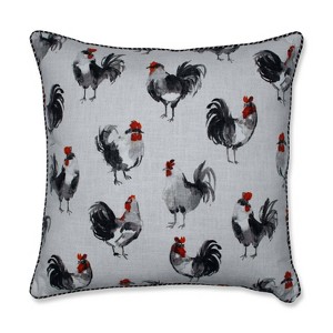 Rooster Linen Oversize Square Floor Pillow Gray - Pillow Perfect, Gray Black