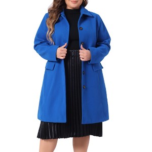 Agnes Orinda Women's Plus Size Winter Single Breasted Back Split with Pockets Long Overcoats - 1 of 4