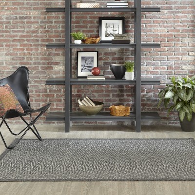 Charcoal Geometric 47'' Synthetic Outdoor Rug