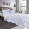 3 Piece Oversized King Quilt Set, 128x120 Reversible Lightweight Coverlet, White - 2 of 4