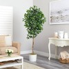 Nearly Natural 6-ft Ficus Artificial Tree in White Tin Planter - image 4 of 4