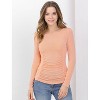 Allegra K Women's Round Neck Long Sleeves Ruched Casual Fitted Top - 4 of 4