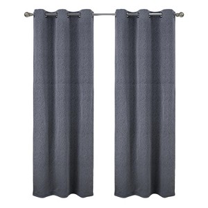 RT Designer Collection Florence Jacquard Luxurious Decorative Grommet 2 Pack Curtain Panel 36" x 84" Grey - 1 of 4