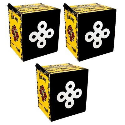 Morrell Targets Yellow Jacket 380 FPS Dual Threat Weatherproof Compound Crossbow Cube Any Tip Foam Archery Target with Carry Handle, 3 Pack, Yellow