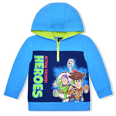 Disney Boy's Toy Story Woody, Buzz Lightyear, Forky Pullover Half Zip Up Hoodie Jacket for kids