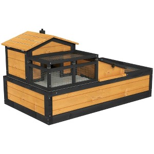 Resenkos Tortoise House, Tortoise Habitat Enclosure,3-Room Tortoise Habitat House w/ Balcony & 2 Stories, 44" x 25.5" x 25", Yellow - 1 of 1