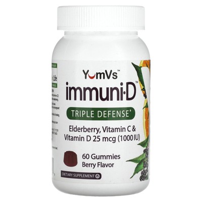 ImmuniD Elderberry Gummies by YumVs | Triple Defense Vitamins with Sambucus Elderberry, Vitamin C & Vitamin D | Complete Immune System Support for