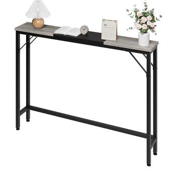 5.9" Narrow Sofa Table, Color Block Skinny Console Table, Slim Behind Couch Table for Living Room, Entryway, Hallway, Foyer - Grey