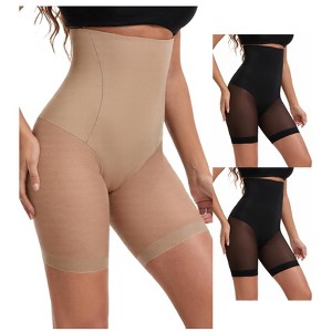 INSPIRE CHIC Women's 3 Packs Mesh High Waist Tummy Control Thigh Slimmers Slip Shorts for Under Dresses Shapewear - 1 of 4