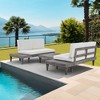 Wellfor 3pc Outdoor Solid Wood Sectional Set with Side Table Beige: Compact Patio Furniture, Cushioned Loveseats - 3 of 4
