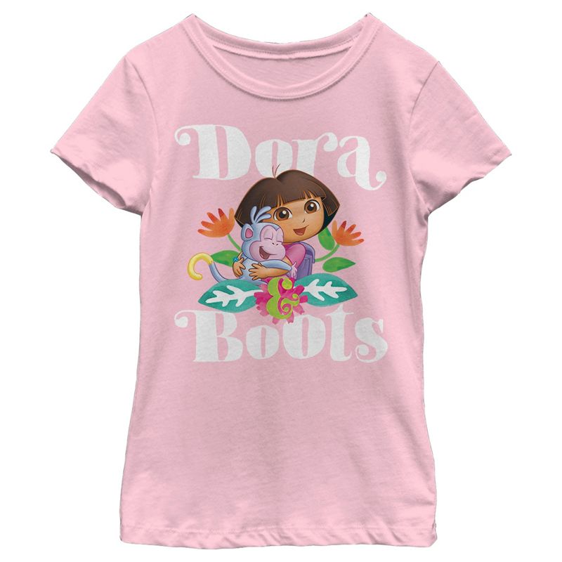 Girl's Dora the Explorer Hugging Dora and Boots T-Shirt, 1 of 5