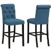 Roundhill Furniture Leviton Solid Wood Tufted Asons Barstool, Blue, Set of 2 - 4 of 4