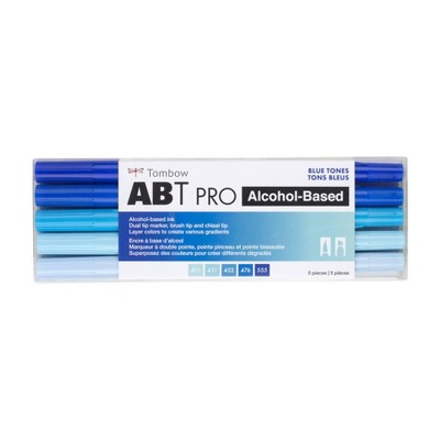 5ct ABT PRO Dual-Tip Alcohol Based Art Markers Blue Tones - Tombow