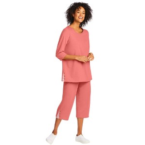 Woman Within 2-Piece Striped French Terry Set - 1 of 4