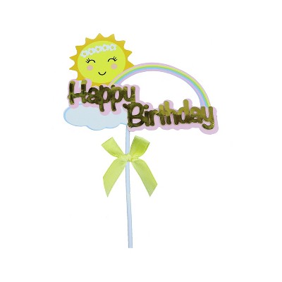 O'creme Gold 'happy Birthday' With Stars Cake Topper : Target