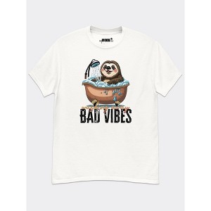 MyMoodTee Washing Away Bad Vibes Funny Graphic T-Shirt – Cotton Casual Crewneck Tee - 1 of 4