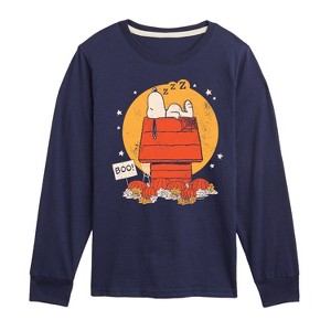 Boys' - Peanuts - Snoopy Halloween Dog House Long Sleeve Graphic T-Shirt - 1 of 4