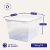 HOMZ 56-Quart Clear Stackable Plastic Storage Containers, White Lid, 4 Pack - 4 of 4