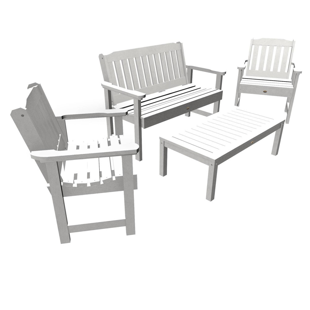 4pc Lehigh Garden Adirondack Conversation Patio Set White – highwood  – Patio and Outdoor​