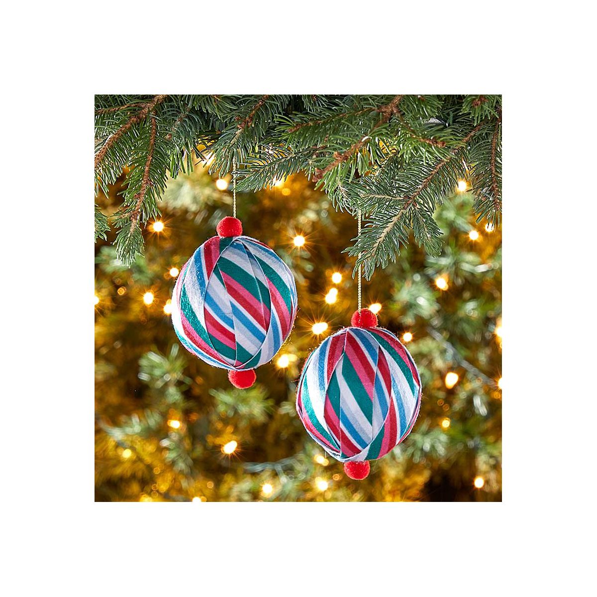 The Lakeside Collection Patterned Paper Ball Ornaments Set of 2 - - thumbnail 5
