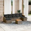 vidaXL 8 Piece Patio Sofa Set with Cushions Gray Poly Rattan - With Table - 2 of 4