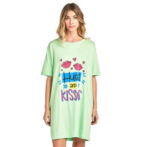 Casual Nights Women's Short Sleeve Printed Scoop Neck Sleep Tee - 1 of 4