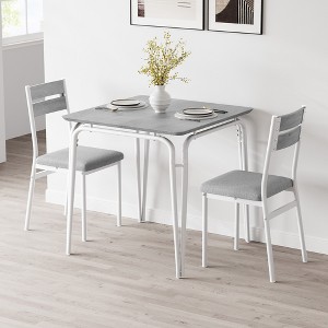 Backrest Dining Table and Chairs Set - Kitchen Dining Room Table, 2 Dining Chairs, Modern Kitchen Table, Durable MDF Material, Space-Saving Design - 1 of 4