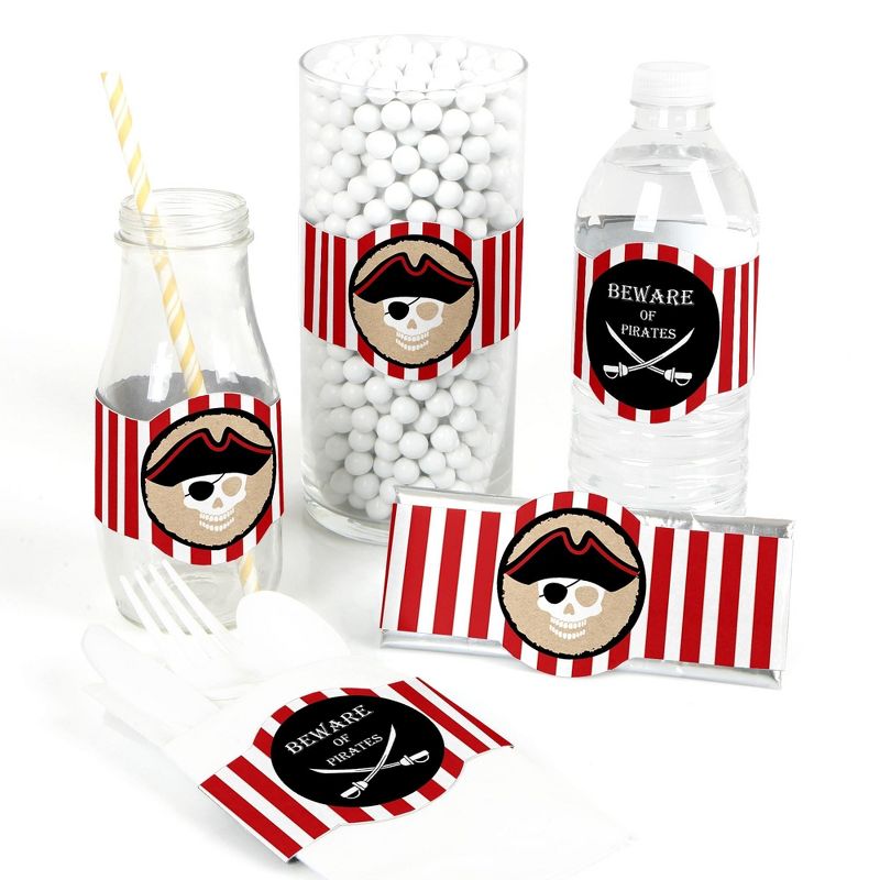 Big Dot of Happiness Beware of Pirates - DIY Party Supplies - Pirate Birthday Party DIY Wrapper Favors & Decorations - Set of 15, 1 of 5