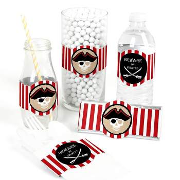 Big Dot of Happiness Beware of Pirates - DIY Party Supplies - Pirate Birthday Party DIY Wrapper Favors & Decorations - Set of 15