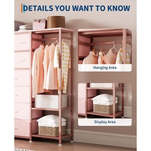 16 Drawers Dresser with Clothes Rack, Tall Dresser for Bedroom, Fabric Storage Tower Drawers Organizer Unit - 1 of 4