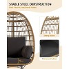 360° Swivel Patio Egg Chair Outdoor - Wicker Swivel Egg Chair Oversized Patio Lounge Chairs with Cushions, Metal Frame Stand, Black - 3 of 4