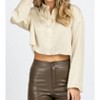 Women's CROPPED SILKY BUTTON BLOUSE - Mimosa - 2 of 4