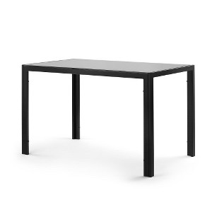Rectangular Metal Frames Kitchen Dining Table For 4, Tempered Glass Countertop Table (7.25"Wx27.56"Dx29.5"H) - 1 of 4