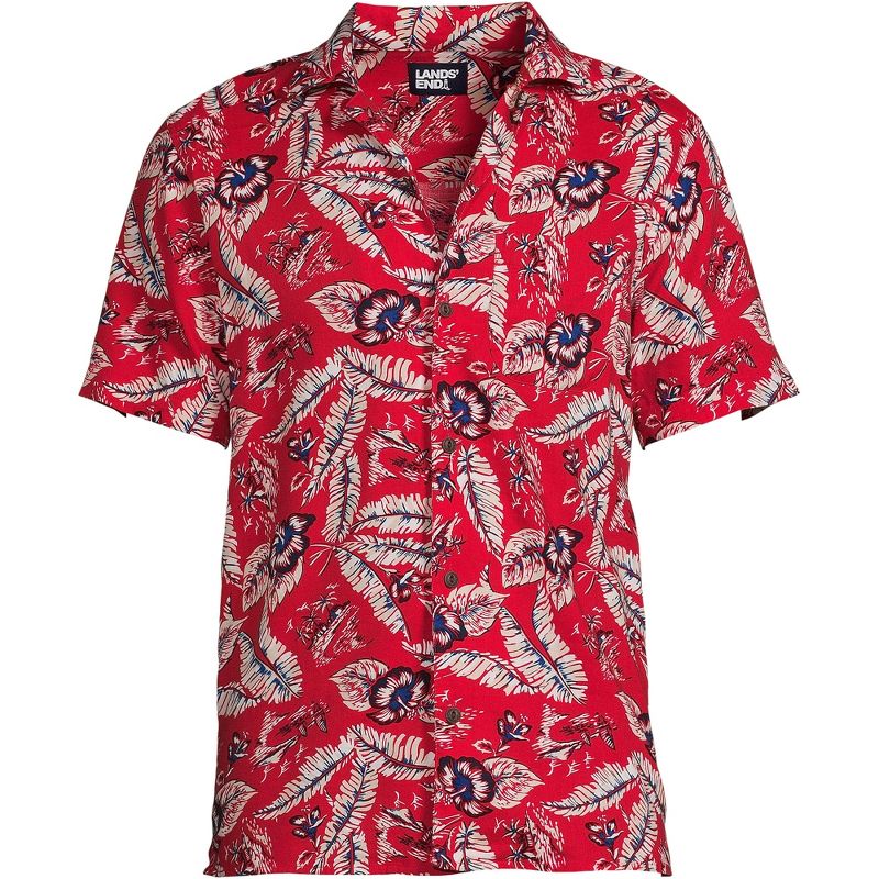 Lands' End Men's Traditional Fit Short Sleeve Camp Collar Hawaiian Shirt, 3 of 4