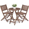 VYNXARIA 3-Piece Acacia Wood Bistro Set: 1 coffee table & 2 foldable chairs, perfect for garden, balcony, or patio,Brown - 2 of 4