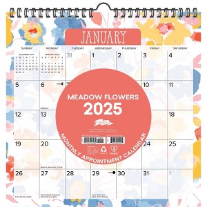 Willow Creek Press Meadow Flowers 2025 12"x12" Spiral Wall Calendar: Monthly Paper Planner for All Ages, Blue - 1 of 4