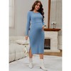 INSPIRE CHIC Women's Maternity 2 Pcs Set Rib Knit Long Sleeve Crop Tops with Sweater Bodycon Pregnancy Dress - 2 of 4