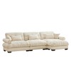 Aukfa Cream Velvet Large Sofa with Bolster Armrests, Waist & Throw Pillows – Modern Couch for Living Room, Bedroom or Office - 4 of 4