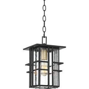 Possini Euro Design Arley Modern Outdoor Hanging Light Black Geometric Frame 12 1/2" Seedy Glass for Post Exterior Barn Deck House Porch Yard Patio - 1 of 4