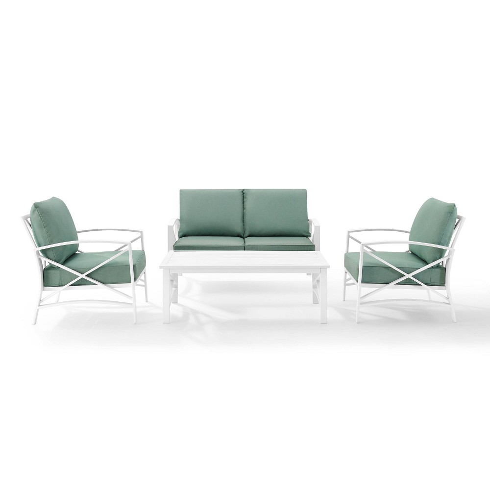 Photos - Garden Furniture Crosley 4pc Kaplan Outdoor Steel Conversation Set Mist/White  