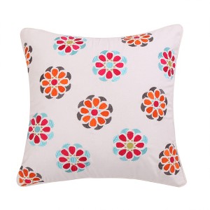 Mirage Orange Peacock Round Decorative Pillow - Levtex Home - 1 of 4