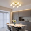 PAKOKULA Modern 7-Light Gold Sputnik Hexagon Semi-Flush Mount Ceiling Light with Opal Glass Shades - 3 of 4