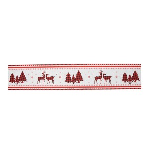 Unique Bargains Christmas Table Runner Polyester Red White Black 71x14 Inch 1 Pc - 1 of 4